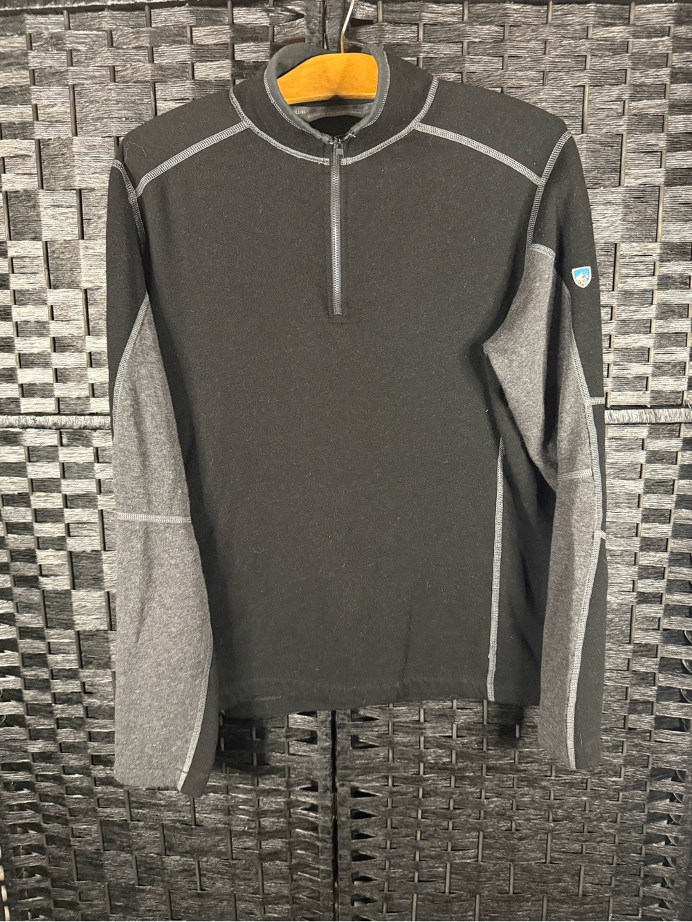Kuhl Men's Black and Gray Quarter-Zip Performance Sweater